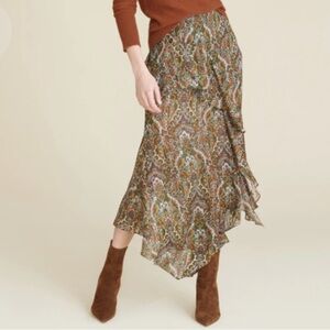 Veronica Beard Trixie Paisley Ruffle Maxi Skirt